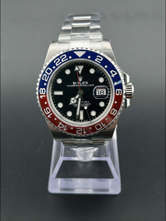 CLEANクリーン工場ROLEXロレックスGMTマスタ ー 1140mm 126710BLRO 赤青ペプシベゼル ブラッ ク文字盤 オイスターバンド 1:1精度