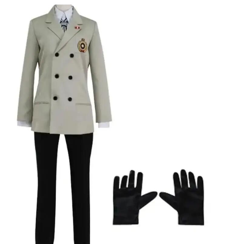 Anime Goro Akechi Cosplay Costume Army Suit Crow Halloween Mens Womens Coat Shirt Pants Tie Suit School Uniform