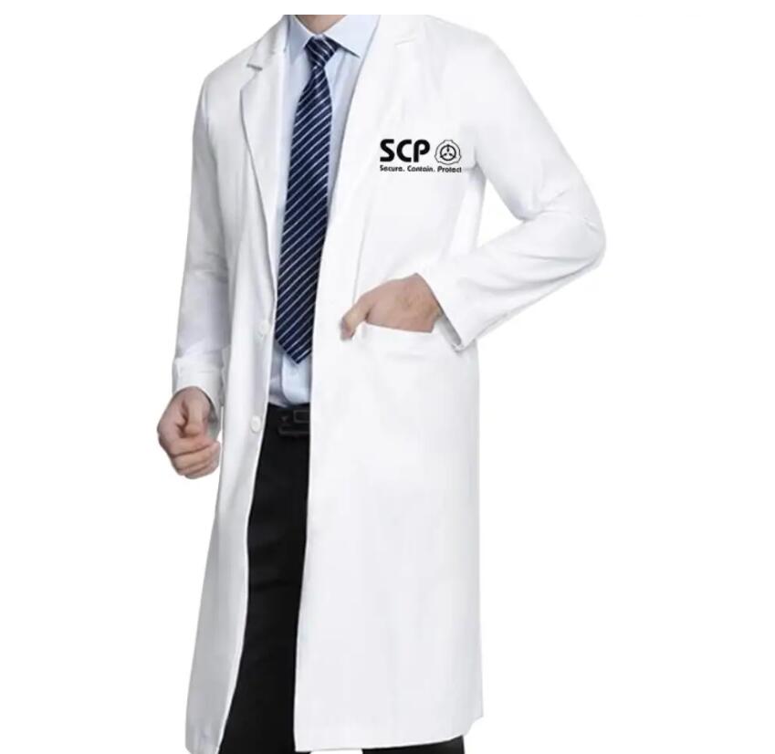 Anime SCP Cosplay Special Containment Procedures Costume White Cloak Jacket Strech Coat Doctor Long Jacket Mens Womens Coat