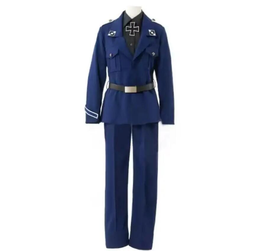 Anime Mens Suit Cosplay Hetalia Prussia Cosplay Costume Blue Navy Uniform Army Halloween Christmas Outfit