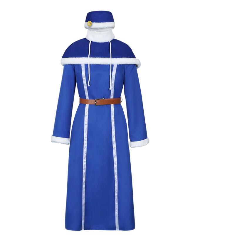 Anime Juvia Lockser Cosplay Costume Long Dress With Hat Belt and Shawl Womens Suit Cloak Dress Halloween
