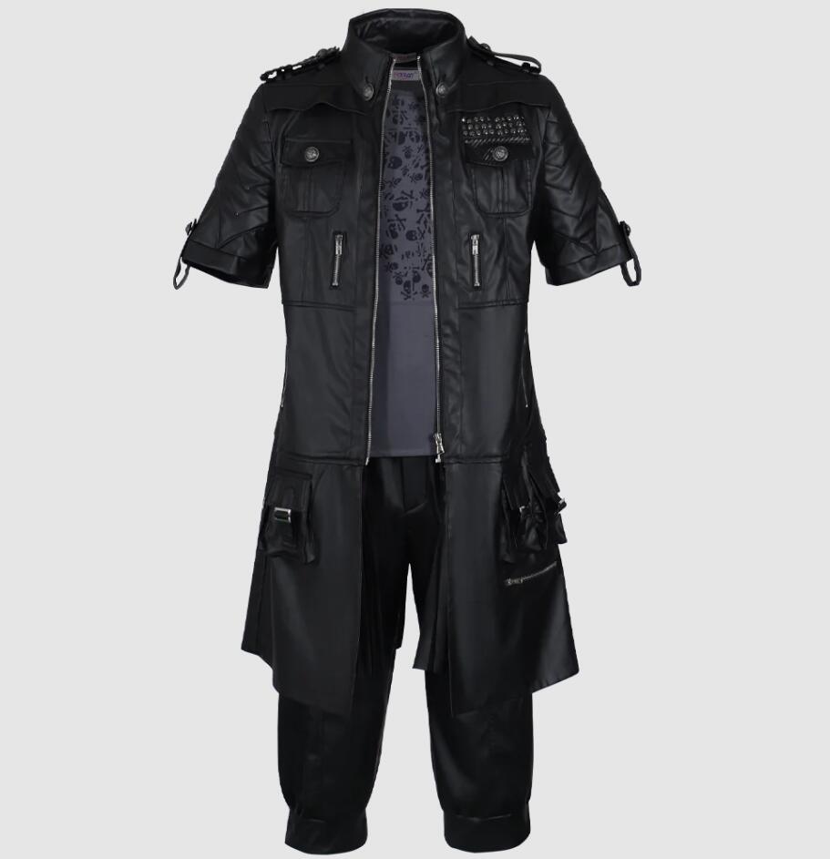 Anime Outfit XV Noctis Lucis Caelum Cosplay Uniform Leather Costume Coat Tshirt Pants Set Mens Womens Suit Halloween Outfit
