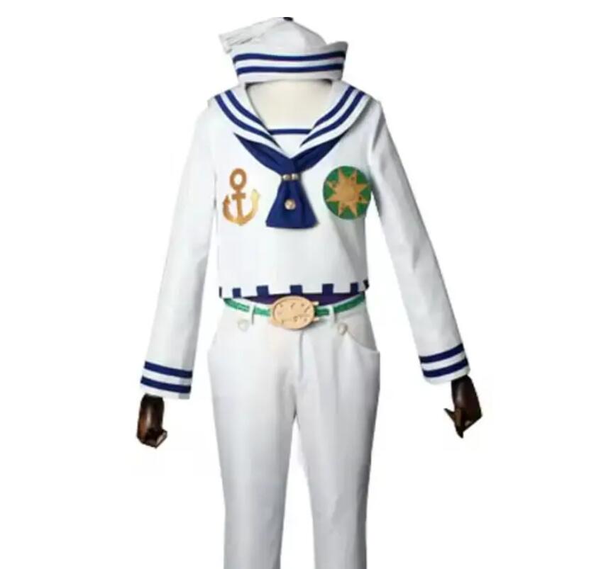 Anime Higashikata Josuke Cosplay Costume Mens Suit White Army Uniform Coat Pants Belt Hat Tie Halloween Christmas Outfit