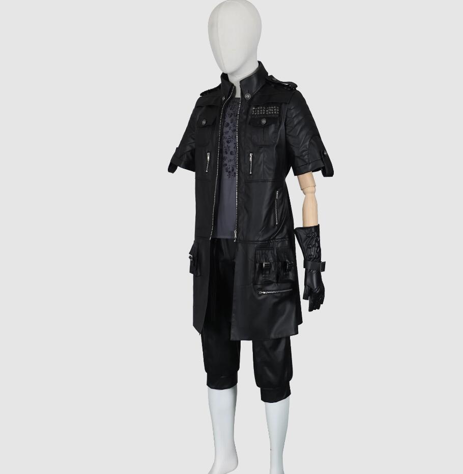 Anime Outfit XV Noctis Lucis Caelum Cosplay Uniform Leather Costume Coat Tshirt Pants Set Mens Womens Suit Halloween Outfit