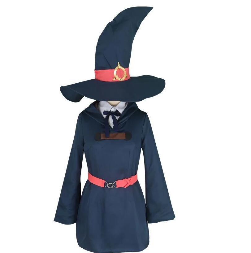 Anime Little Witch Academia Halloween Womens Atsuko Akko Kagari Dress Outfit Cosplay Costume Magic Cloak Hat Robe Outfit