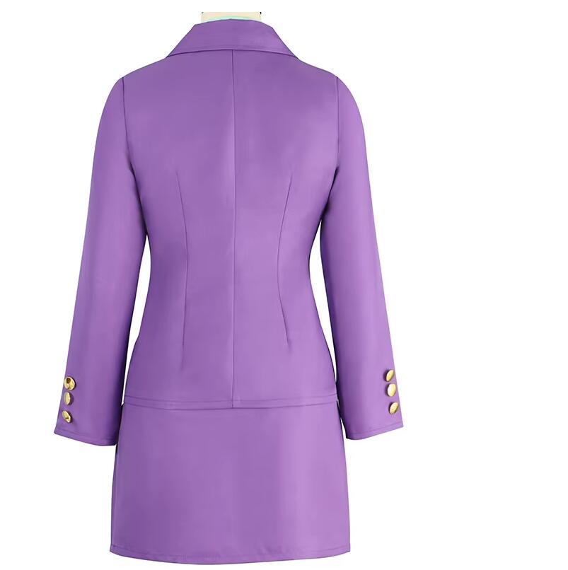 Anime Womens Cosplay Kira Yoshikage Cosplay Costume Purple Style Female Coat Shirt Skirt Pants Sailor Dress Suit Halloween