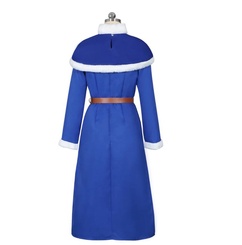 Anime Juvia Lockser Cosplay Costume Long Dress With Hat Belt and Shawl Womens Suit Cloak Dress Halloween