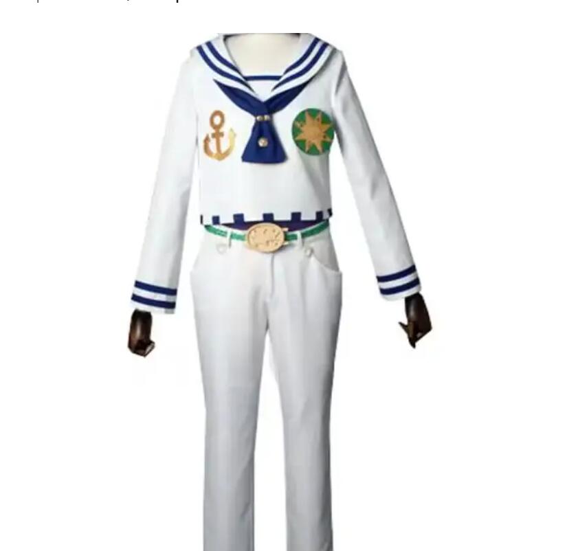 Anime Higashikata Josuke Cosplay Costume Mens Suit White Army Uniform Coat Pants Belt Hat Tie Halloween Christmas Outfit