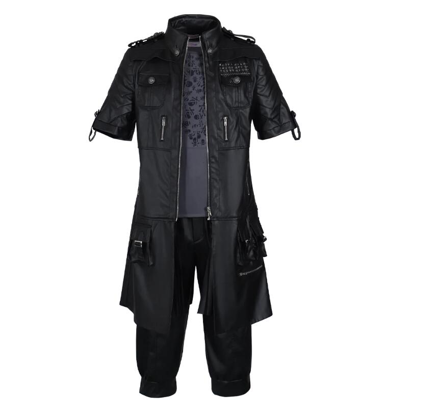 Anime Outfit XV Noctis Lucis Caelum Cosplay Uniform Leather Costume Coat Tshirt Pants Set Mens Womens Suit Halloween Outfit