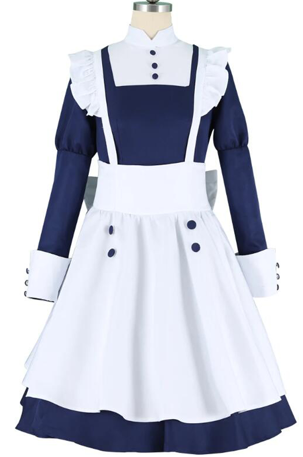 Anime Women's Blue Maid Costume Black Butler Dress Mey Rin Cosplay Party Dress Outfit