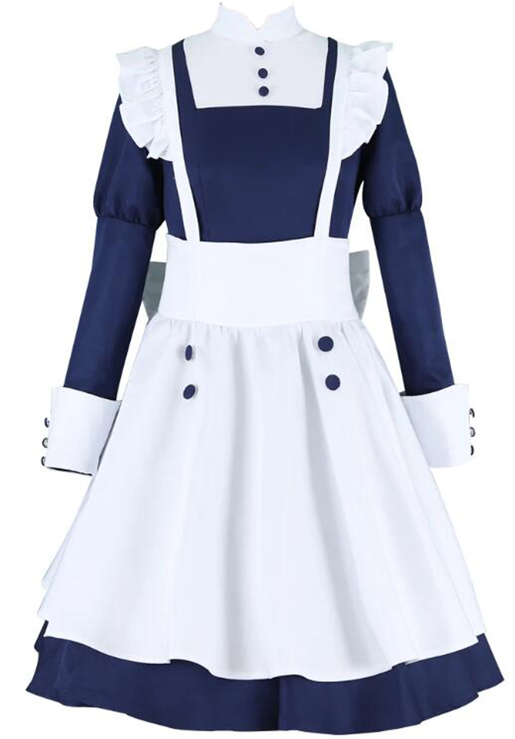 Anime Women's Blue Maid Costume Black Butler Dress Mey Rin Cosplay Party Dress Outfit