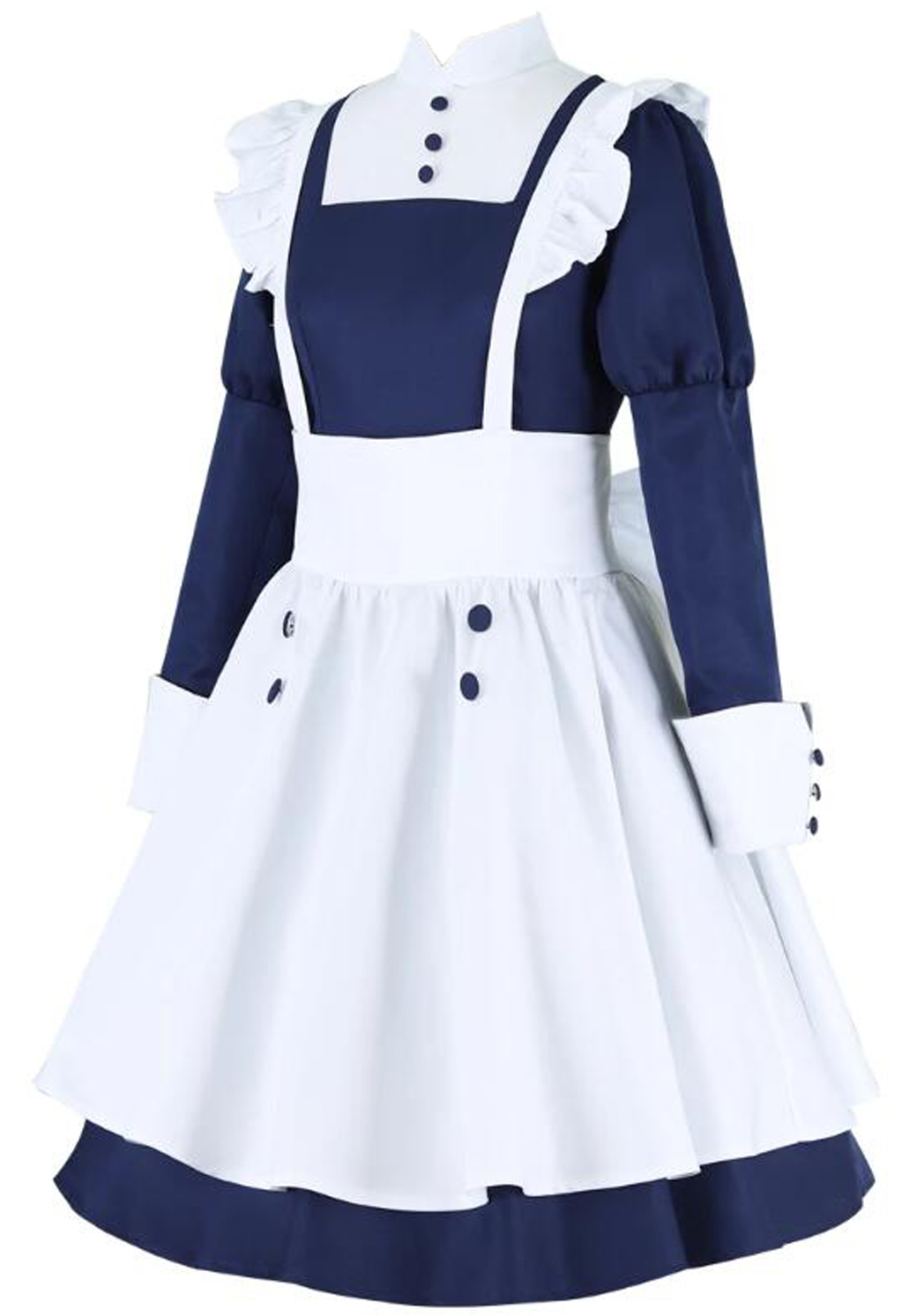 Anime Women's Blue Maid Costume Black Butler Dress Mey Rin Cosplay Party Dress Outfit