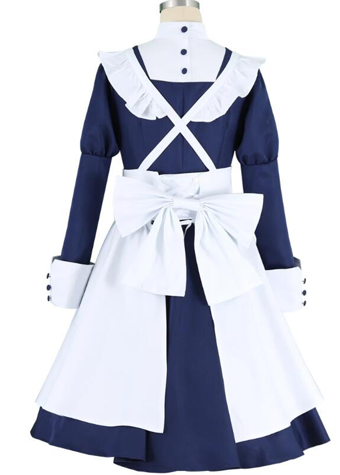 Anime Women's Blue Maid Costume Black Butler Dress Mey Rin Cosplay Party Dress Outfit
