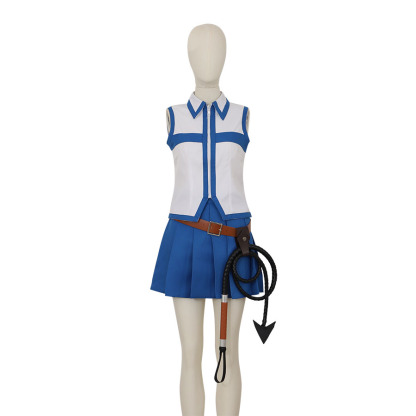 Fairy Tail Lucy Heartfilia Cosplay Classic Full White Dress Set with Belt and Whip