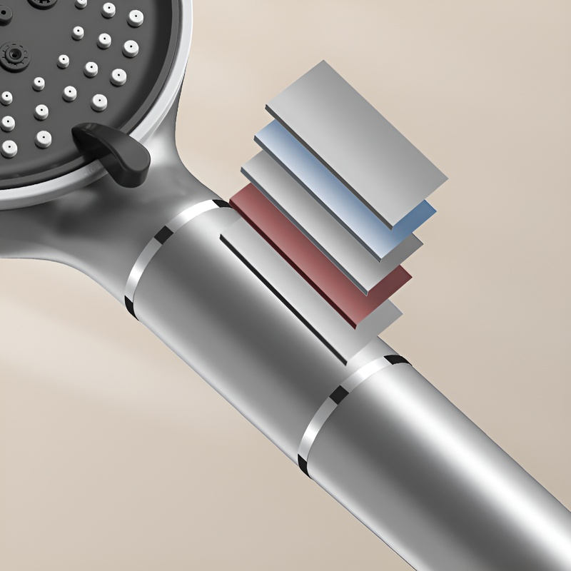 Silicone Back Scrubber Massage Shower Head with Filter and Pressurization