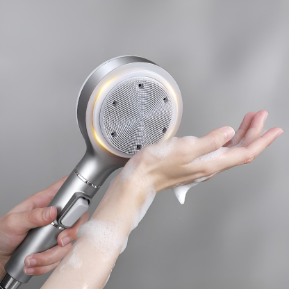 Silicone Back Scrubber Massage Shower Head with Filter and Pressurization