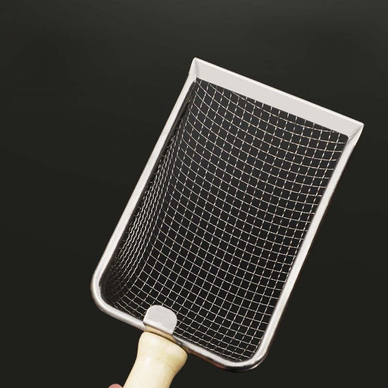  ที่ตักทรายแมวสแตนเลส รูละเอียด พร้อมที่แขวน