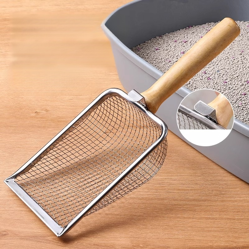  ที่ตักทรายแมวสแตนเลส รูละเอียด พร้อมที่แขวน