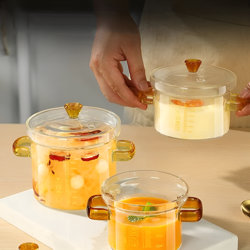 High borosilicate glass stew pot
