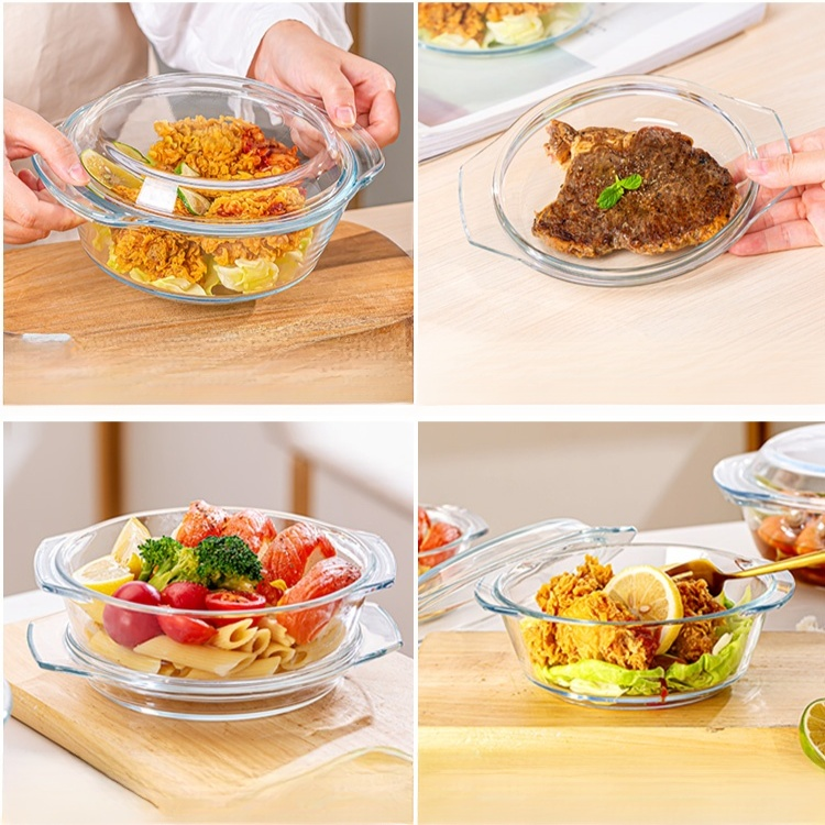 Heat-resistant glass egg bowl with lid