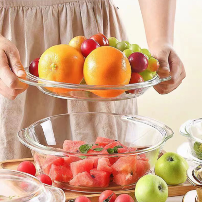 Heat-resistant glass egg bowl with lid