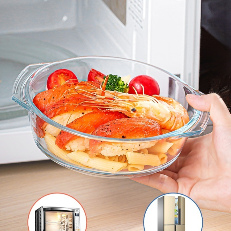 Heat-resistant glass egg bowl with lid