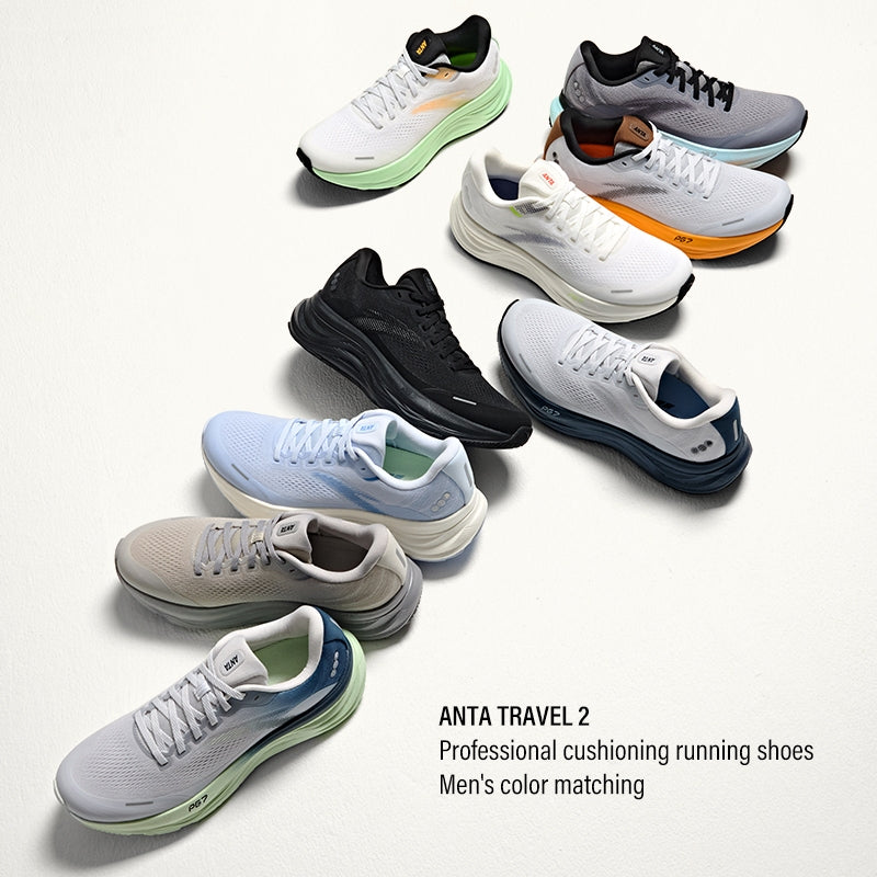 ANTA TRAVEL 2 PG7 รองเท้าวิ่งชายแบบนุ่มซัพพอร์ต ไซส์กว้าง 2E สำหรับกีฬา