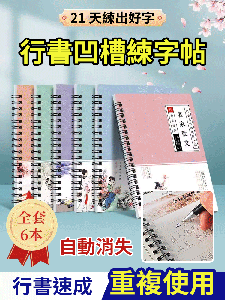 行書凹槽硬筆字帖套裝
