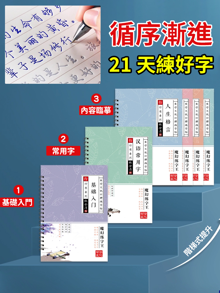 行書凹槽硬筆字帖套裝