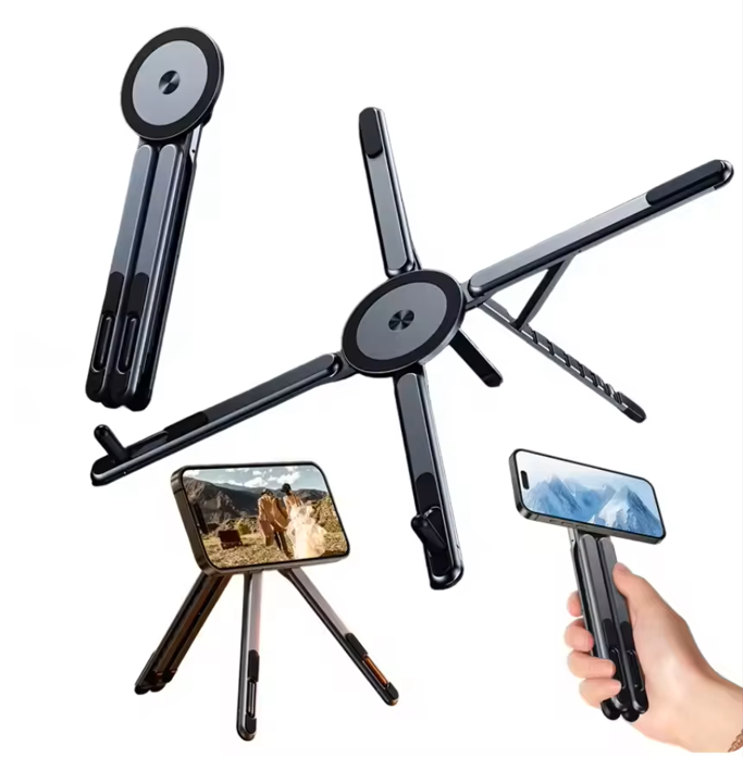 4in1 Portable Magnetic Phone Stand Aluminum Selfie Stick Tripod for Smartphones Foldable Desktop Holder for phone Tablet Laptop