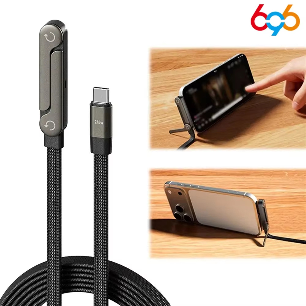 240W Fast Charging Foldable Phone Holder Data Cable Fast Charging Cable Phone Tablet Foldable Holder 2-in-1