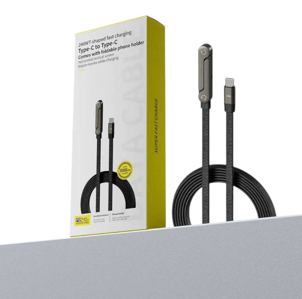 240W Fast Charging Foldable Phone Holder Data Cable Fast Charging Cable Phone Tablet Foldable Holder 2-in-1