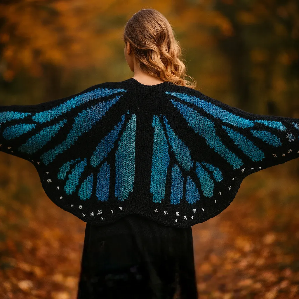 Butterfly Blue Wings Knit Cardigan