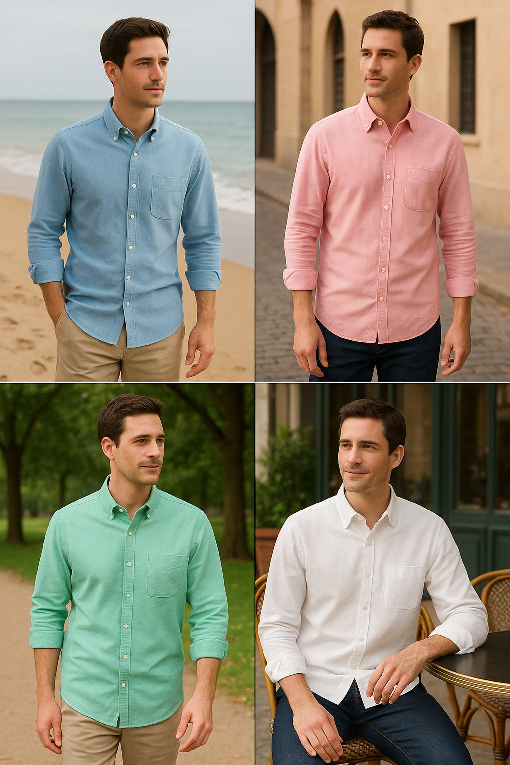Men's Summer Cotton Linen Shirts (Pack Of 4)