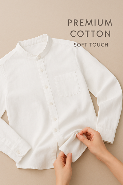 Men's  Mandarin Collar Premium Line White Cotton Linen Shirt Half Sleeves (Pack Of 4)