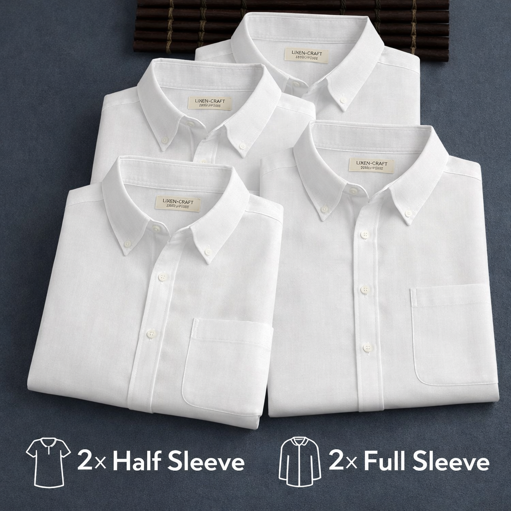 Premium Cotton Linen White Shirts 