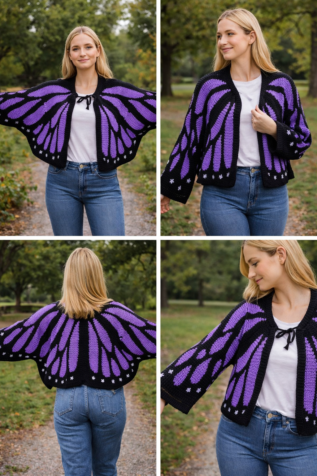 Butterfly Purple Wings Knit Cardigan