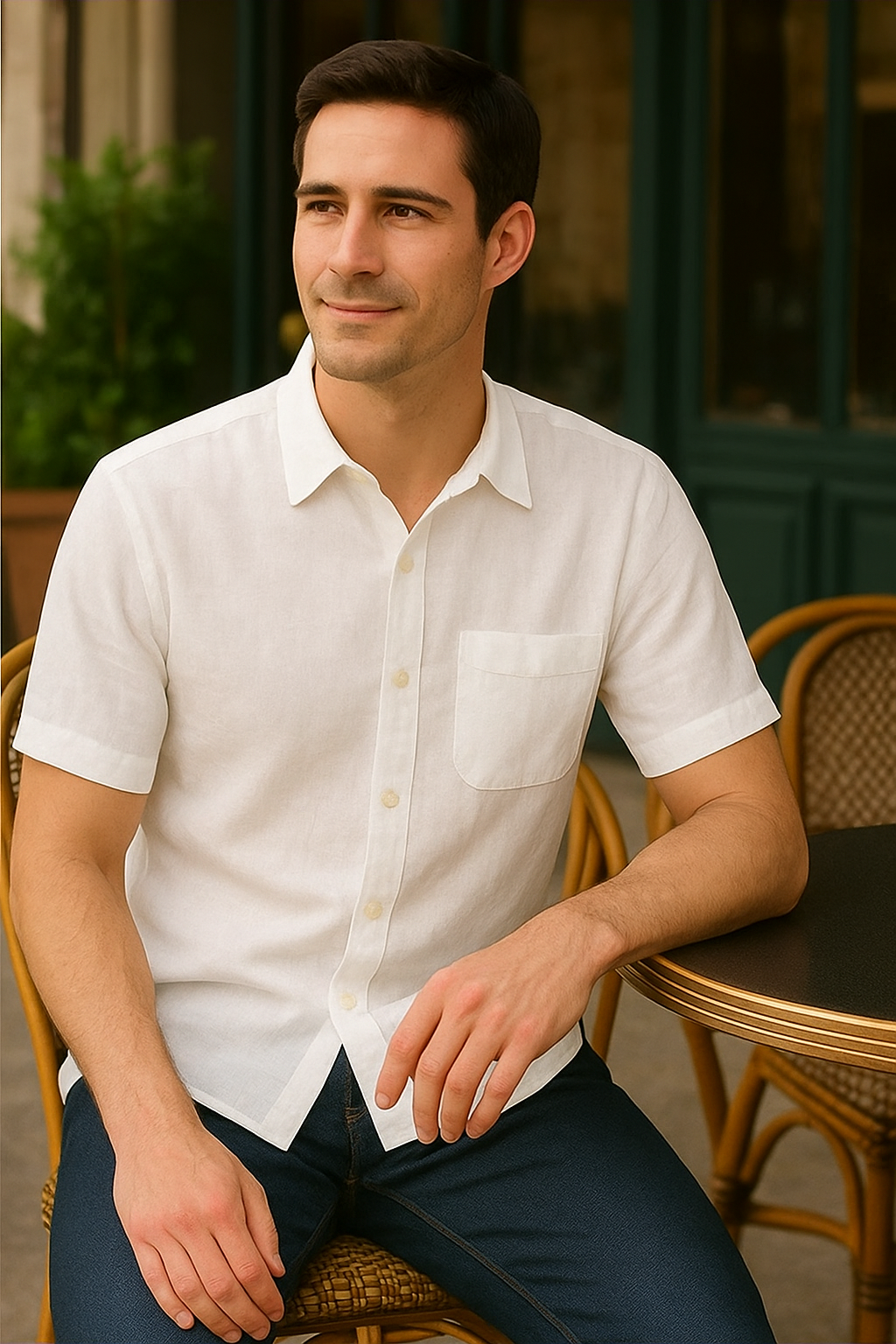 Men's Premium Line White Cotton Linen Shirt (Pack Of 4)