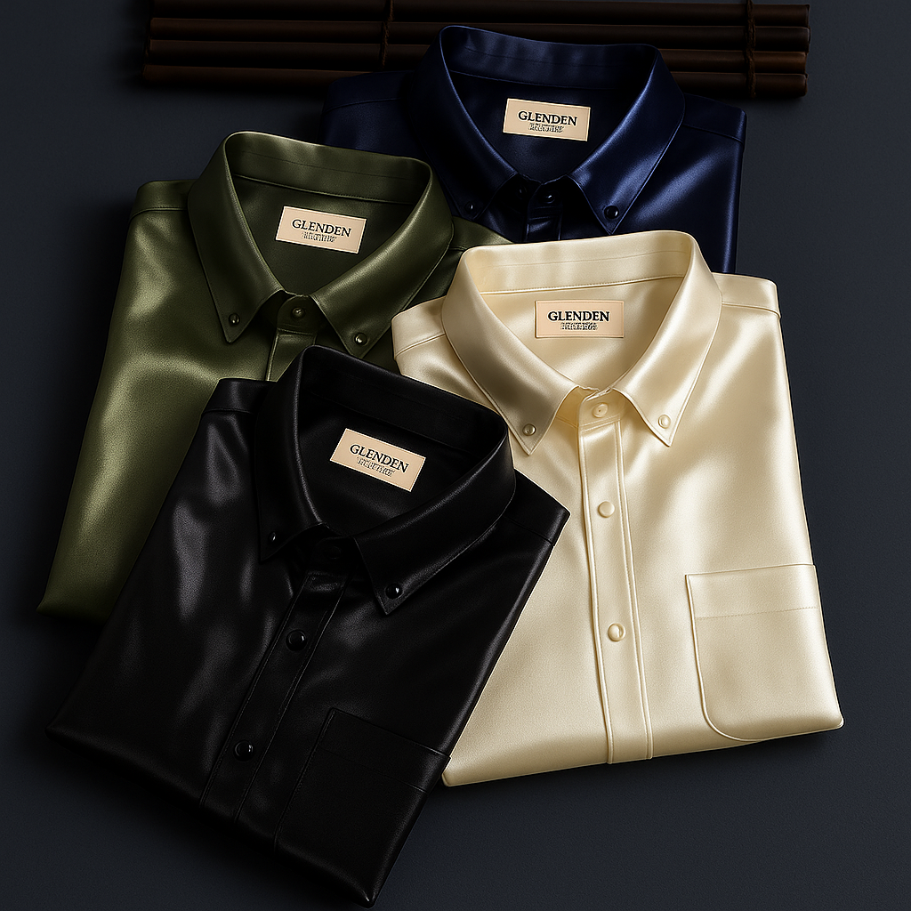 Men's SATIN BLEND SHINY COTTON PARTY WEAR SHIRTS (Pack Of 4)