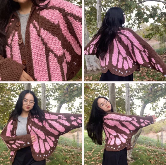 Butterfly Pink Wings Knit Cardigan