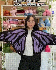 Butterfly Purple Wings Knit Cardigan