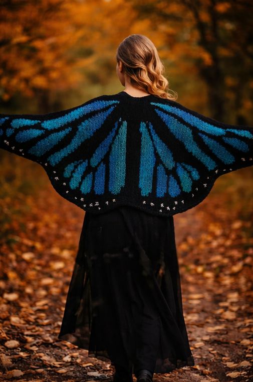 Butterfly Blue Wings Knit Cardigan