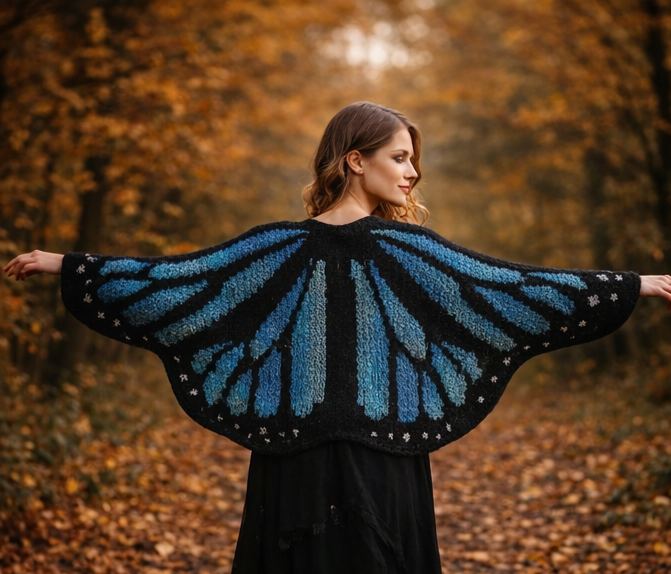 Butterfly Blue Wings Knit Cardigan