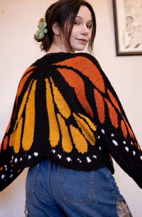 Butterfly Purple Wings Knit Cardigan