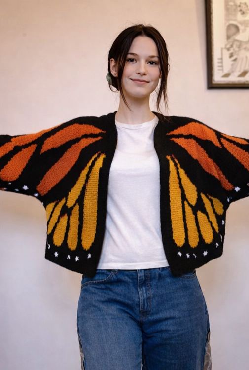 Butterfly Purple Wings Knit Cardigan