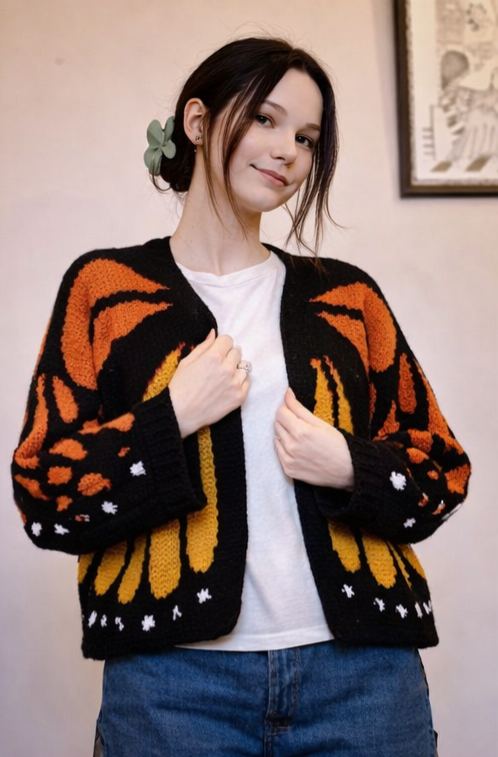 Butterfly Purple Wings Knit Cardigan