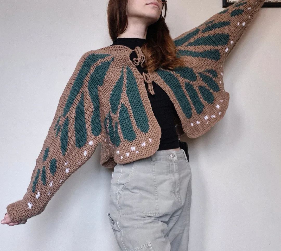 Butterfly Purple Wings Knit Cardigan