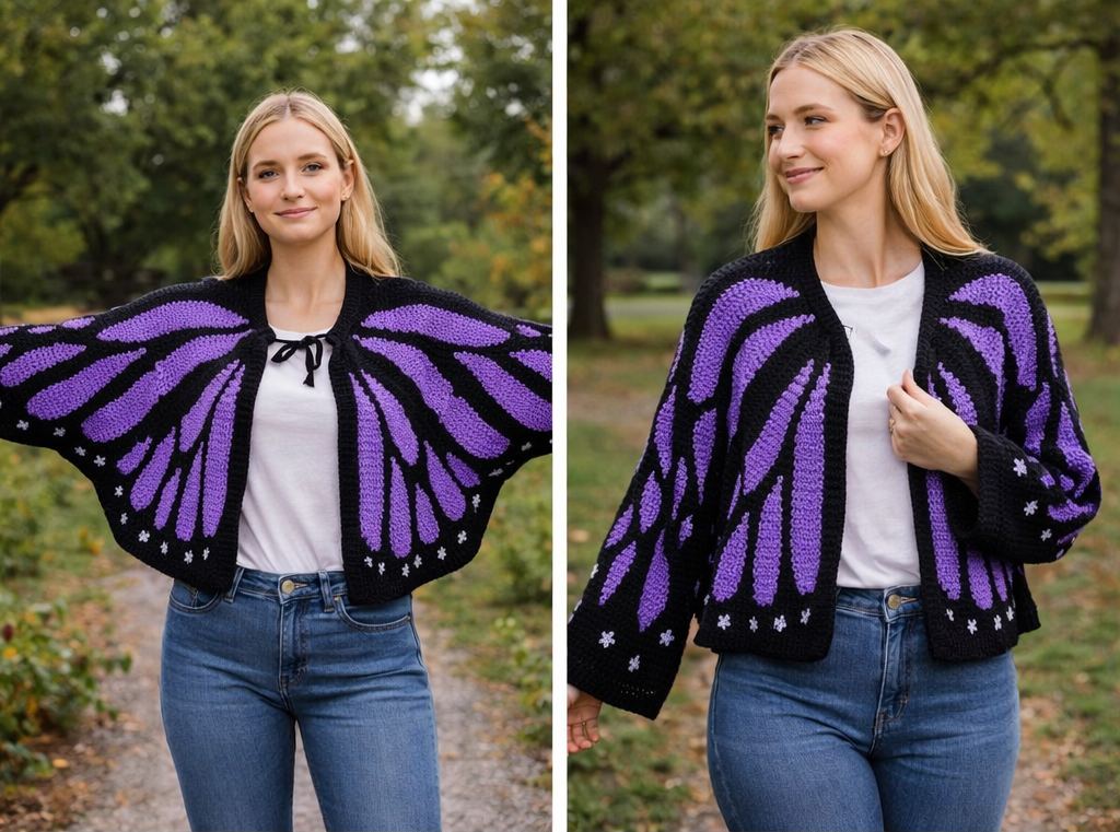 Butterfly Purple Wings Knit Cardigan