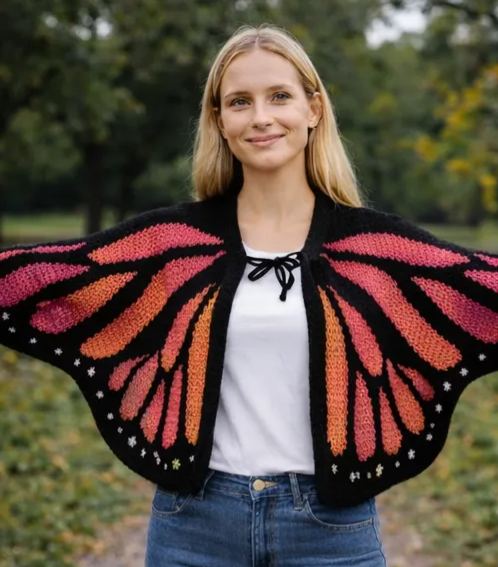 Butterfly Purple Wings Knit Cardigan