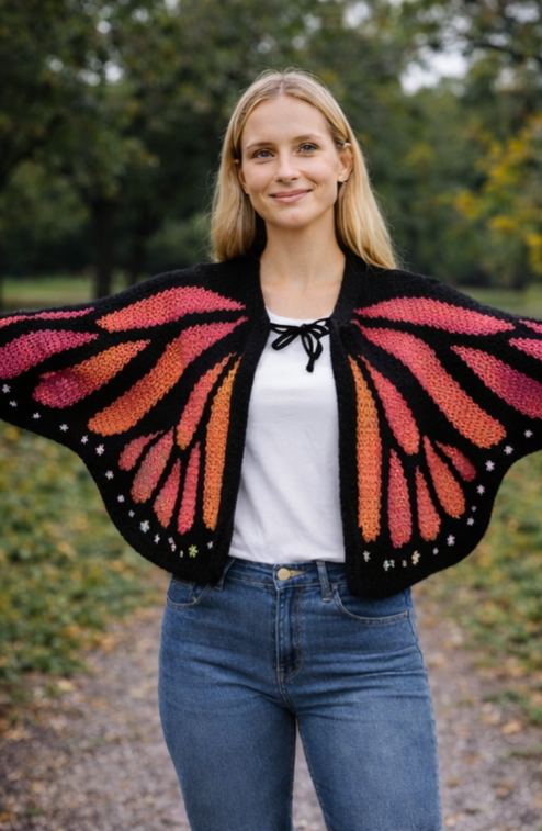 Butterfly Purple Wings Knit Cardigan